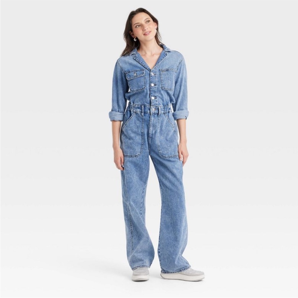 Women’s long sleeve utility baggy denim jumpsuit - Universal Threads 8 - Picture 3 of 3
